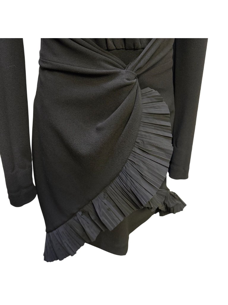 Nwt One33 Social Black Long Sleeve Ruffle Wrap Dress Size 4 — image 4 of 5